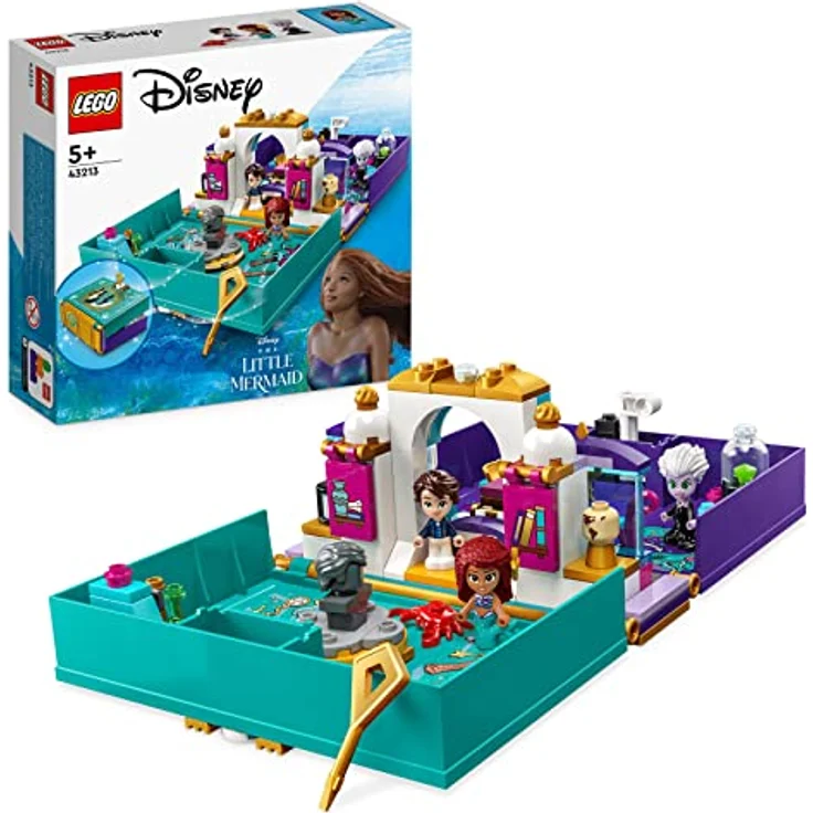 LEGO 43213 Disney Prinzessin Die kleine Meerjungfrau Märchenbuch Spielzeug zum Bauen für Kinder, Mädchen und Jungen ab 5 Jahren mit Arielle und Prinz Erik Mikro-Puppen, 2023 Film – Bild 1