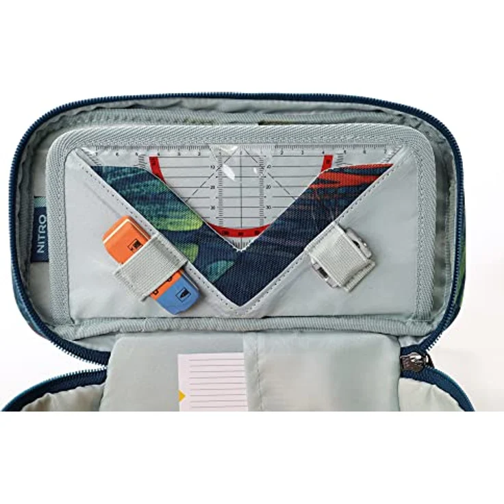 NITRO Pencil Case XL Tropical, Federtasche mit 7 Stiftschlaufen, Geodreieck, Radierer und geheimbereich für Schule und Beruf – Bild 8