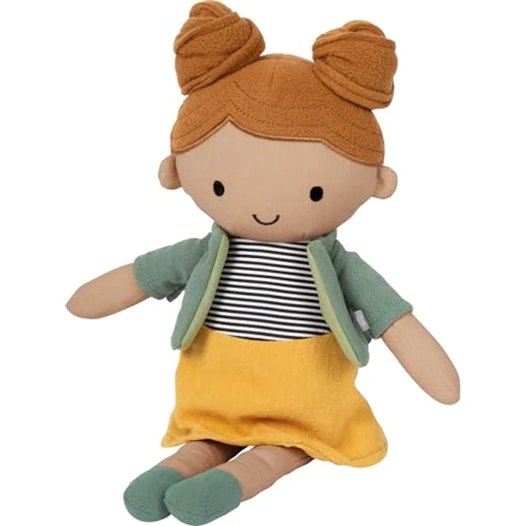 small Foot Stoffpuppe Maya, 39 cm große Puppe mit ausziehbarer Jacke, gelber Rock und liebevollen Details für Babys und Kleinkinder, 12779 – Bild 4