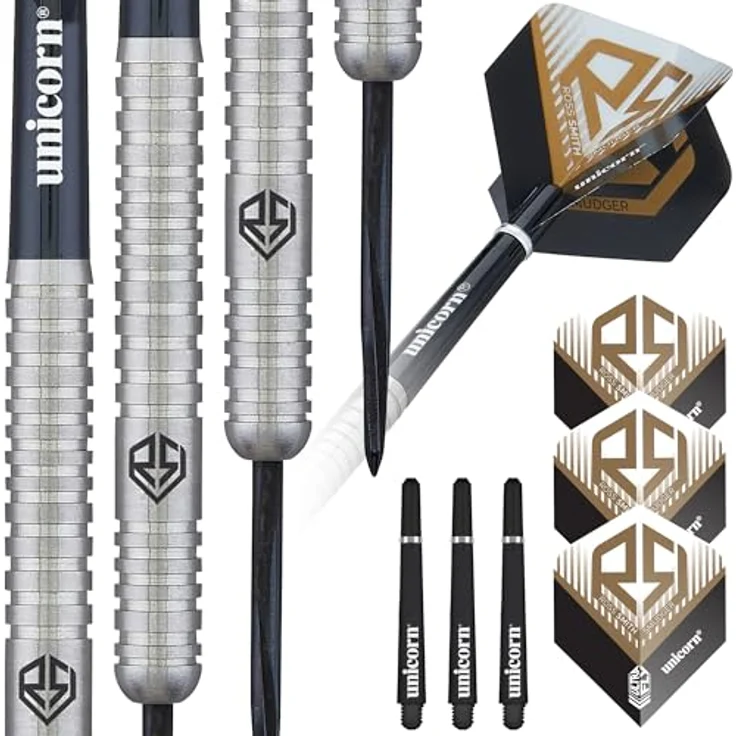 Unicorn Ross Smith Natural 90% - Steeldarts 20 Gramm mit goldenem Titanplattierungsgehäuse – Bild 1