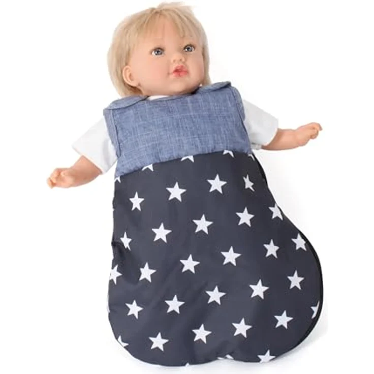 CHIC2000 Puppen Schlafsack Bola, Sternchen, für Puppen bis 46 cm, Wickelunterlage und Reißverschlussöffnung – Bild 2
