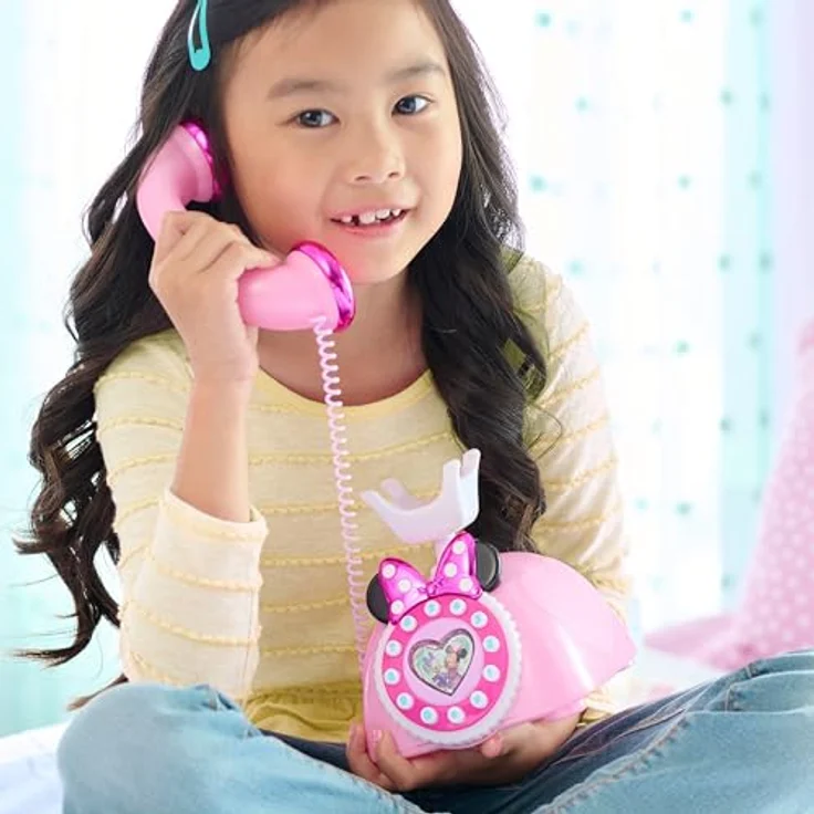 Disney Junior Ring Me Rotary Phone, Spielzeug-Wählscheibentelefon in irisierendem Pink mit Lichtern und Minnie Mouse Geräuschen – Bild 2