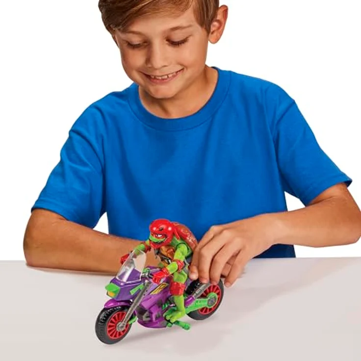 Playmates Teenage Mutant Ninja Turtles Raph Figur mit Purple Dragon Battle Cycle und Raketenscheinwerfer, One Size – Bild 5
