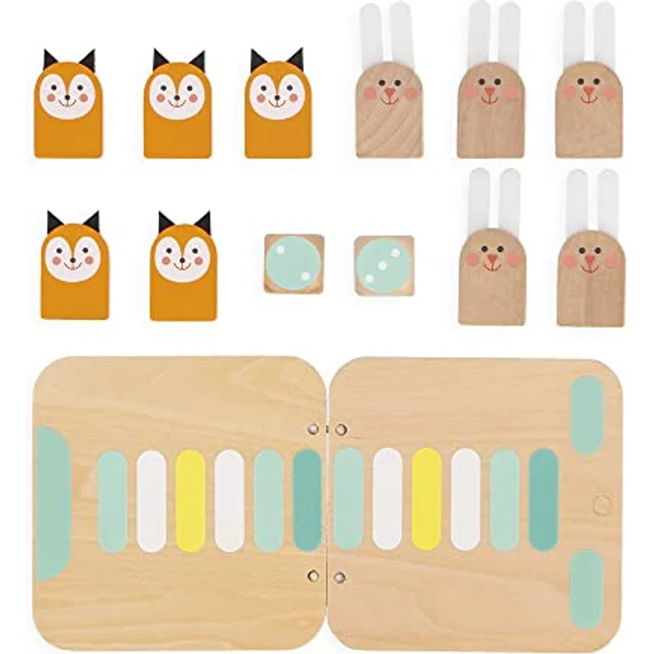 Janod - Taktik - 2-in-1-Kinder-Brettspiel - Hasen und Füchse - ab 5 Jahre, J02472 - Massivholz - 2 Spieler – Bild 5