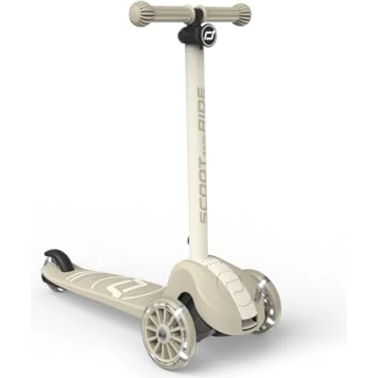 Scoot & Ride Highwaykick 3S Kinderroller, höhenverstellbar, 2-fach Lenkung, LED-Räder, zusammenklappbar, für Kinder 96-130 cm, Ash – Bild 1