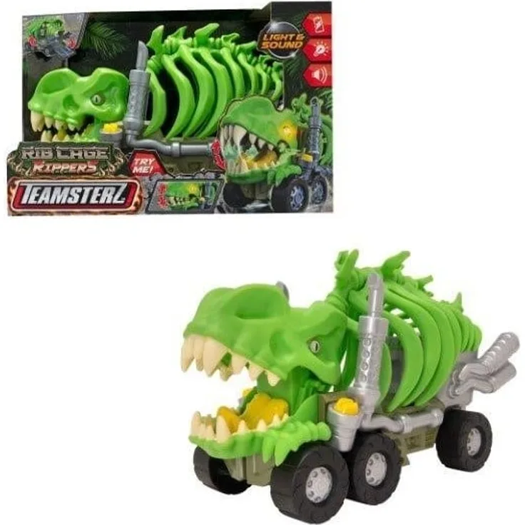 Teamsterz Rib Cage Ripper T-Rex, Action-Spielzeug mit Licht- und Soundeffekten, Schnapp- und Brülleffekt