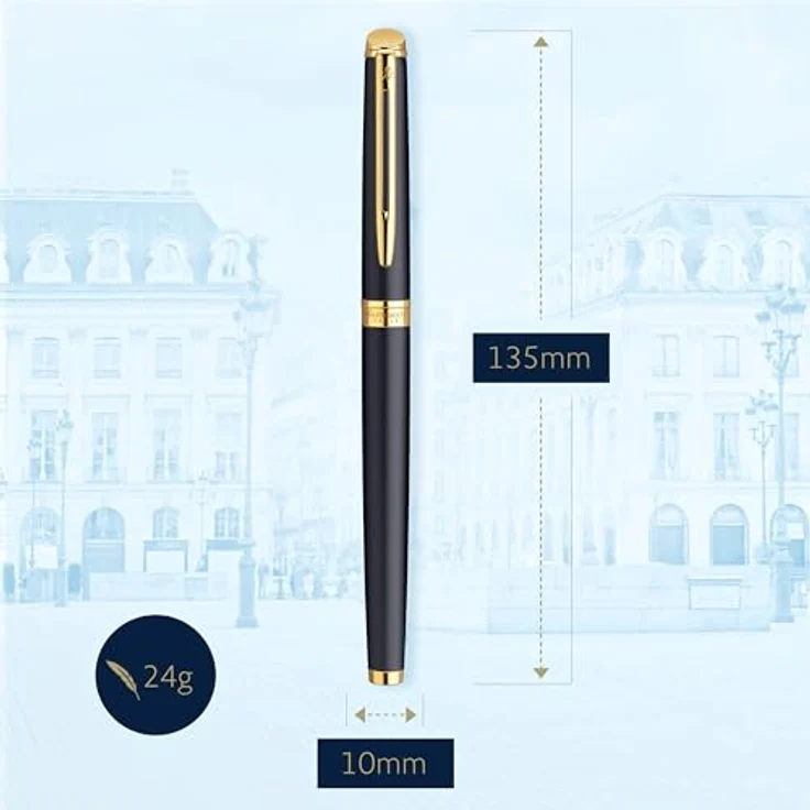 Waterman Hémisphère, Füllfederhalter in Schwarz mit 23 Karat Golddetails, Schreibfarbe Blau – Bild 3