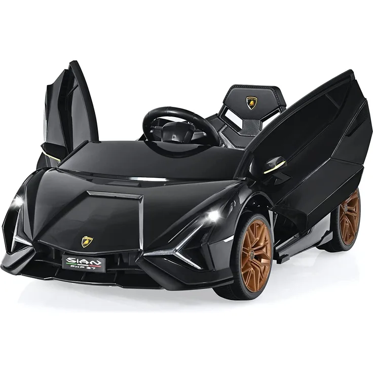 Dreamade Lamborghini 12 V Elektrofahrzeug Kinder, Elektroauto mit 2,4 GHz Fernbedienung und MP3-Funktion, für Kinder ab 3 Jahren, Schwarz