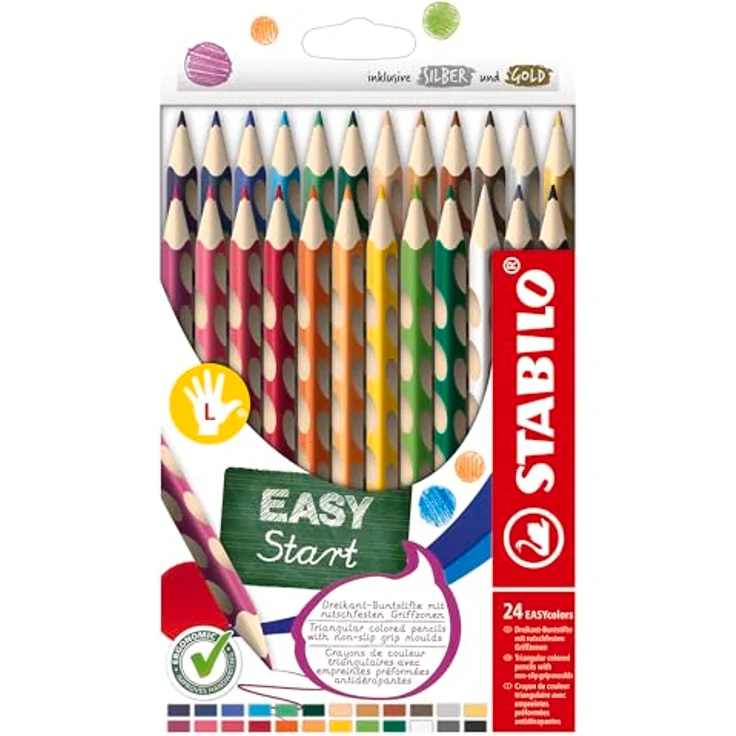 Ergonomischer Buntstift für Linkshänder - STABILO EASYcolors - 24er Pack - mit 24 verschiedenen Farben – Bild 1
