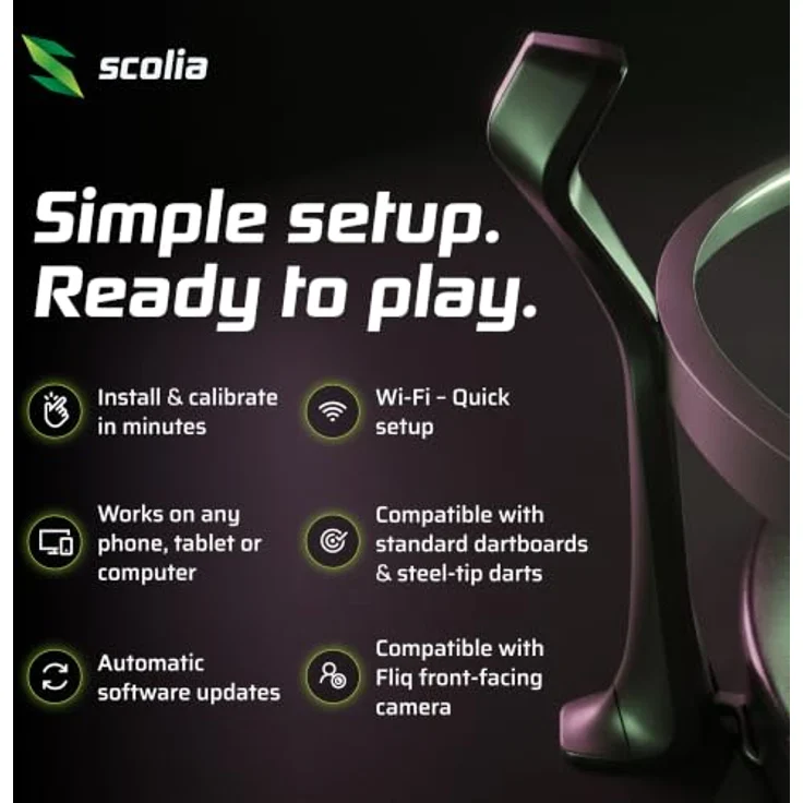 Scolia "Home 2 Flex" Autoscoring-System, automatische Punktezählung für Steeldarts mit 360° LED Beleuchtung, flexibles Abo-Modell – Bild 4