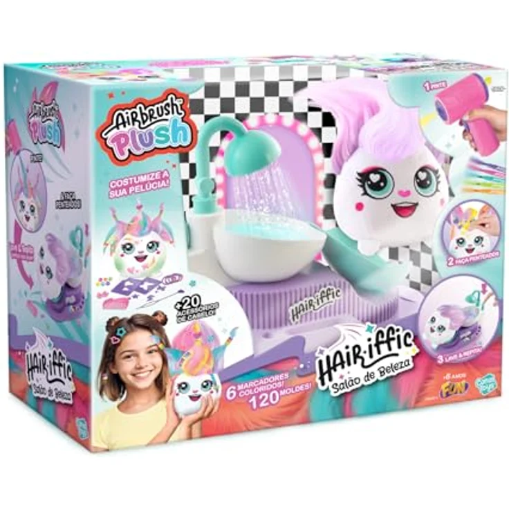 Canal Toys Airbrush Plush Hair’iffic Friseursalon, Stofftier färben und stylen mit elektronischem Airbrush-Föhn, 20 Accessoires für kreatives Spiel ab 6 Jahren - AIR 044 – Bild 1