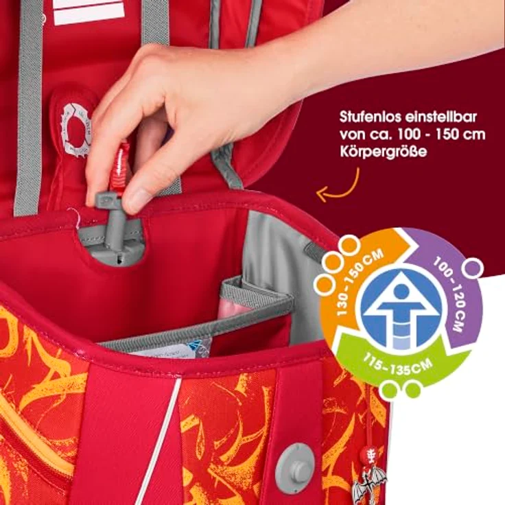 Hama Schulranzen Space, 5tlg. Set in Dragon Toro mit verstellbarer Rückenlänge, inkl. Federmäppchen, Schlamperetui, Turnbeutel und Magic Mags – Bild 6