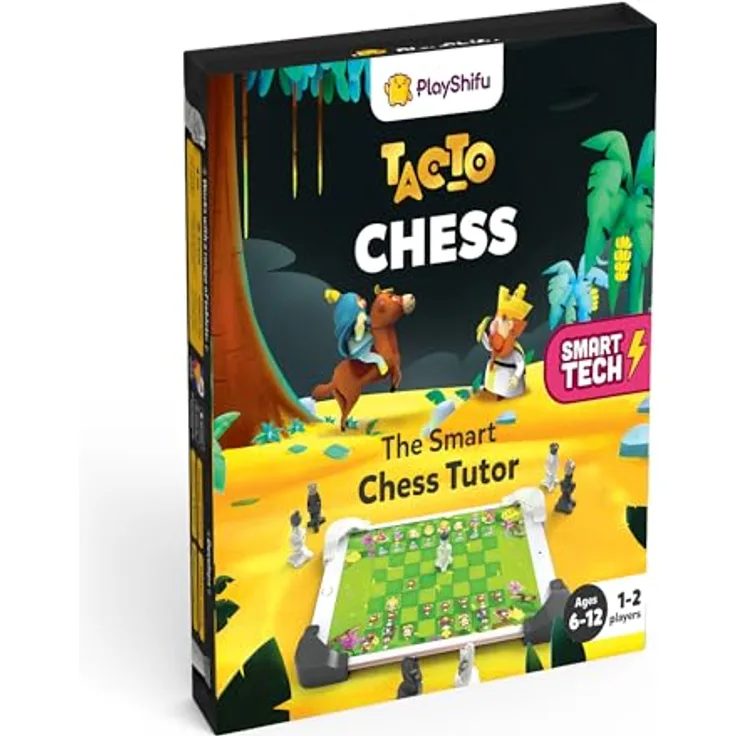PlayShifu Tacto Chess, Lernspiel mit digitalen Spielmodi, zwei Rahmen und 12 Figuren, kompatibel mit Tablets ab 7 Zoll