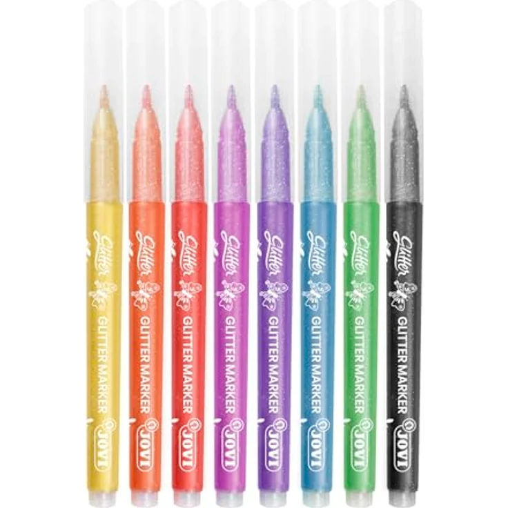 Jovi Filzstifte in Glitzer-Farben, Strichbreite: 3,0 mm, auswaschbar, eindrücksichere Spitze, Set mit 8 Farben – Bild 4