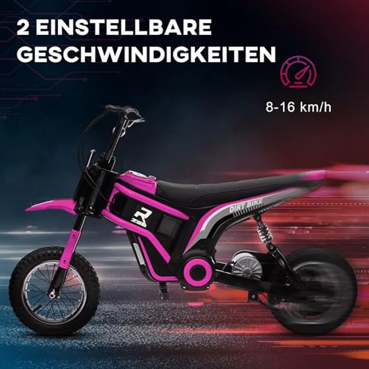HOMCOM Elektro Motorrad für Kinder, 24V 350W Motor, 8-16 KMH, 12 Zoll Luftreifen, Musikfunktion, Farbe Rosa, geeignet für 8-12 Jahre – Bild 4