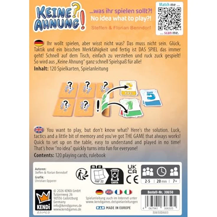 KENDi GAMES Keine Ahnung - Kartenspiel mit einfachen Regeln, vielseitigen Spielelementen, kompakt und familienfreundlich – Bild 5