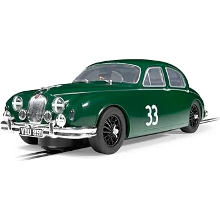 Scalextric C4506 Jaguar MK1 - Mike Hawthorn Cars - Tourenwagen, Slotcar im Maßstab 1:32 mit funktionsfähigen Lichtern und DPR – Bild 1