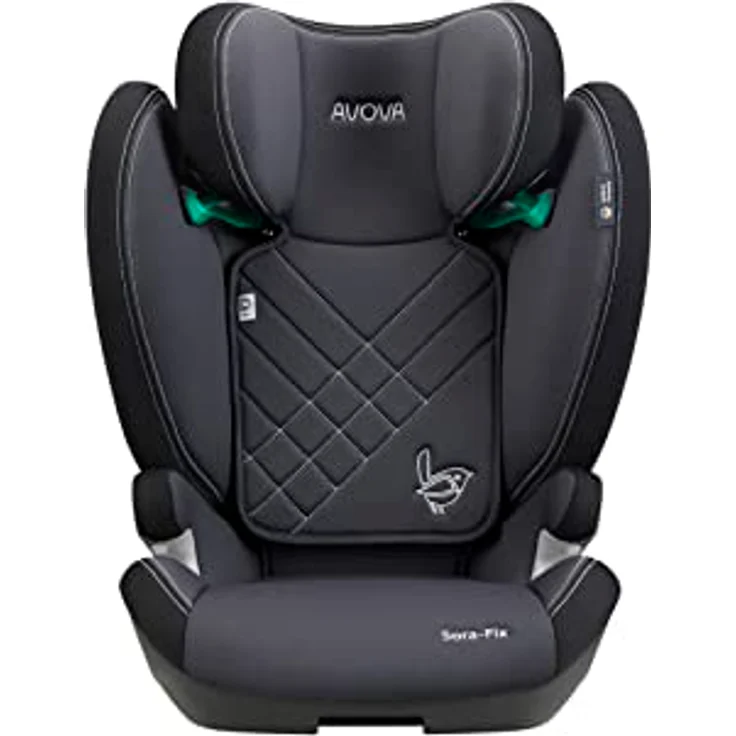 Avova Kindersitz Sora-Fix i-Size mit Isofix - Grey & Black, 100 cm - 150 cm / 3 Jahre bis 12 Jahre, Made in Germany, V-förmige Rückenlehne, 12-fach verstellbare Kopfstütze – Bild 1