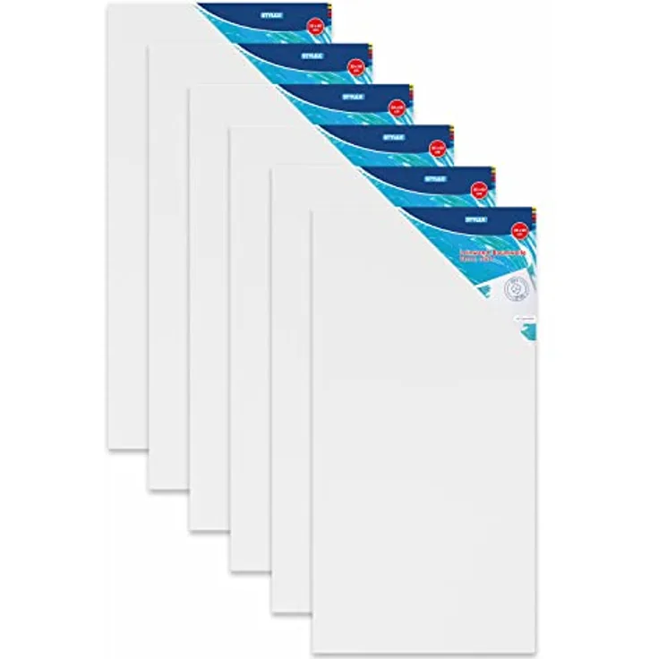 Stylex 28583-P6 Keilrahmen 30 x 60 cm, 6er Set, für Öl-, Acryl- und Temperafarben, Gouache-Malerei, Leinwand aus 100 % Baumwollgewebe, grundiert