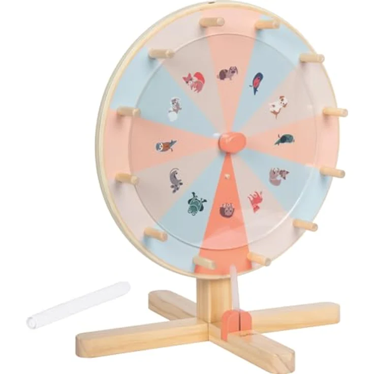 small foot Glücksrad-Gartenfreunde, Holzspielzeug mit beschreibbarer Acrylglasscheibe und austauschbaren Folienscheiben für Kindergeburtstage und Familienfeste – Bild 1