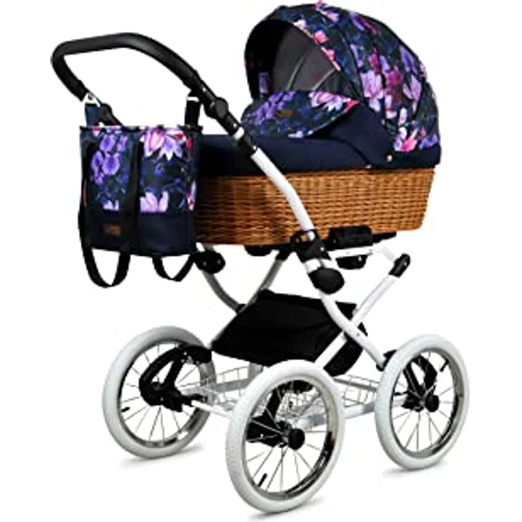 BabyLux ALU 2in1 Kinderwagen für Kleinkinder - Royal Magnolia White Frame, Kinderwagen für Neugeborene und Kleinkinder, Max. 15kg, verstellbare Rückenlehne, Fünf-Punkt-Sicherheitsgurte – Bild 2