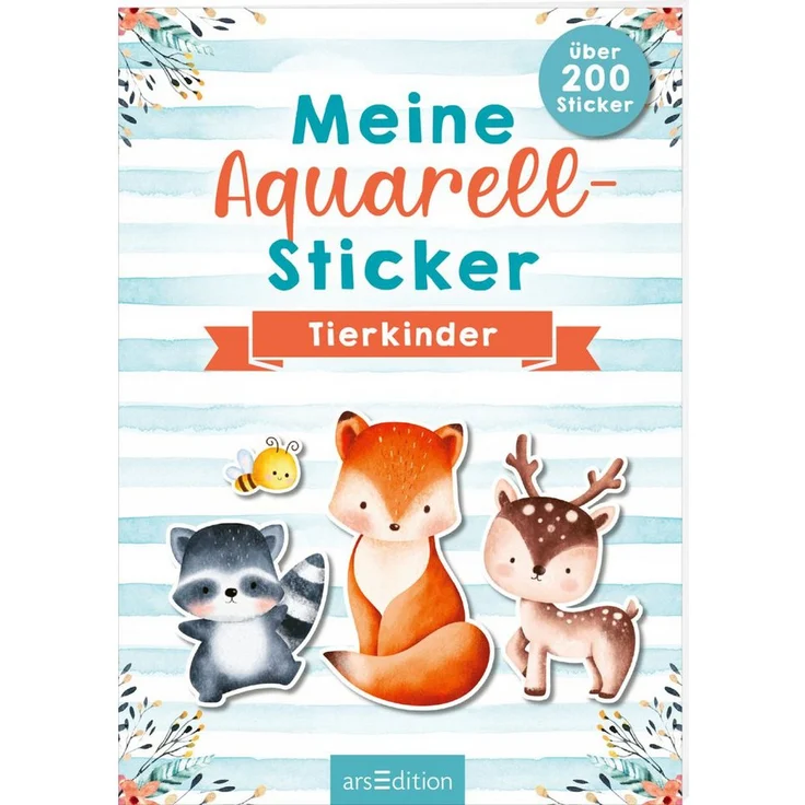 Ars Edition Sticker Meine Aquarell-Sticker - Tierkinder - über 200 Sticker, hochwertige Aquarell-Optik, ideal zum Verzieren und Dekorieren, handliches Stickeralbum – Bild 1
