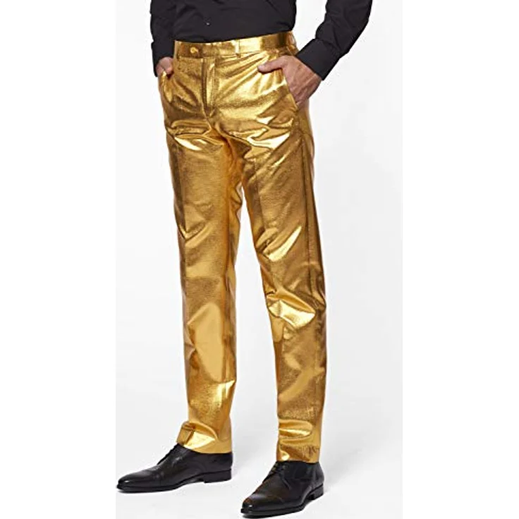 OppoSuits Groovy Gold, Slim-Fit Anzug mit Jacket, Hose und Krawatte, gold – Bild 4