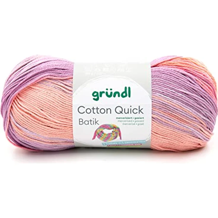 Gründl 4921-06 Cotton Quick Batik Garn, creme-rosa-lila-flieder, 1 x 100 g – Bild 1