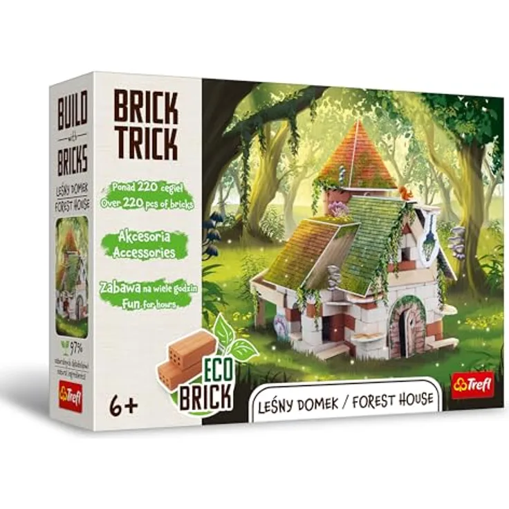 Trefl Brick Trick: Kleines Waldhaus – EKO Ziegelsteine Set mit 220 Teilen, mehrfach verwendbar, für Kinder ab 6 Jahren