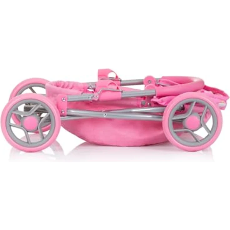 Chipolino Puppenwagen Daisy klappbar, Sonnendach, Vier große Räder, ab 3 Jahren, rosa – Bild 5