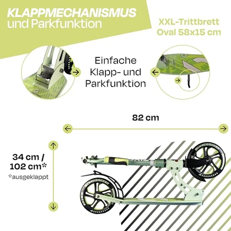 Globber SIX DEGREES Aluminium Scooter 205 mm lime dream, Klappmechanismus, Ständer, ABEC 7 Kugellager, 5-fach höhenverstellbar – Bild 3