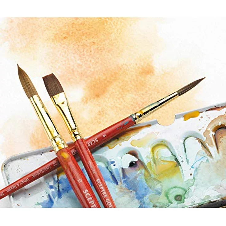 Winsor & Newton 5188002 Sceptre Gold II Künstler Aquarellpinsel mit hoher Farbtragekapazitat & exzellenter Sprungkraft - Reisepinsel – Bild 3