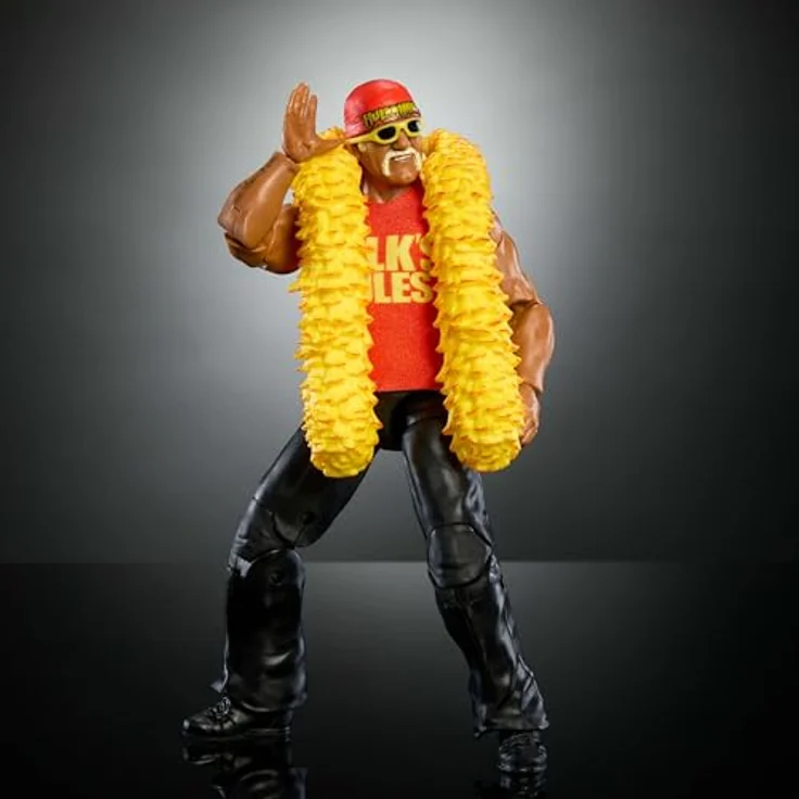 Mattel WWE Elite Collection Hulk Hogan Actionfigur Set, Premium Live Event Wrestlemania mit Howard Finkel Build-A-Figure Parts, hochdetaillierte TrueFX-Technologie und austauschbare Hände – Bild 4
