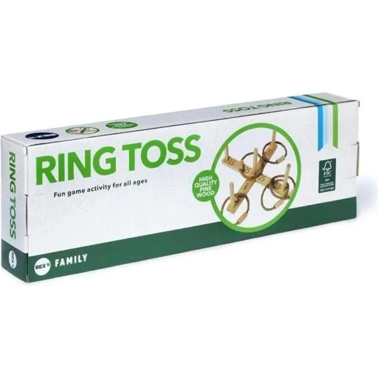 TACTIC Freiluftspiel „Ring Toss Family“, Holzspiel mit FSC®-zertifizierter Konstruktion, kompakt für Garten und Strand