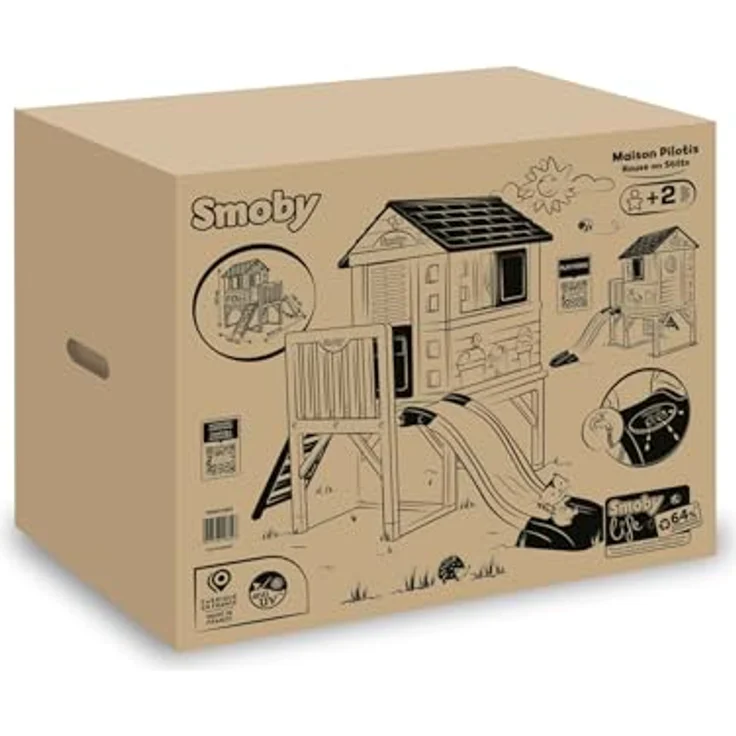 Smoby Life Stelzenhaus, Spielhaus mit Rutsche und Veranda, 150x160x197x243 cm, aus 60% Recycling-Material, für Jungen und Mädchen ab 2 Jahren – Bild 3