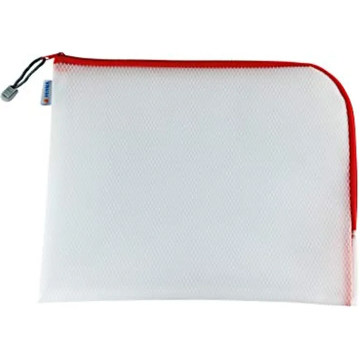 HERMA 20014 Dokumententasche A4 mit Reißverschluss transparent rot, große verschließbare Sichttasche mit Zipper, Aufbewahrungstasche für Laptop, Tablet, Dokumente, Unterlagen