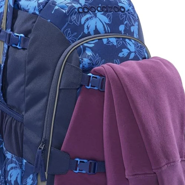 Coocazoo JOKER Schulrucksack-Set „Tropical Night“, 3-teilig, ergonomischer 25L Tornister mit Brust- und Hüftgurt, blau, inkl. Mäppchen und Geldbörse, 100% recycelte PET-Flaschen – Bild 3