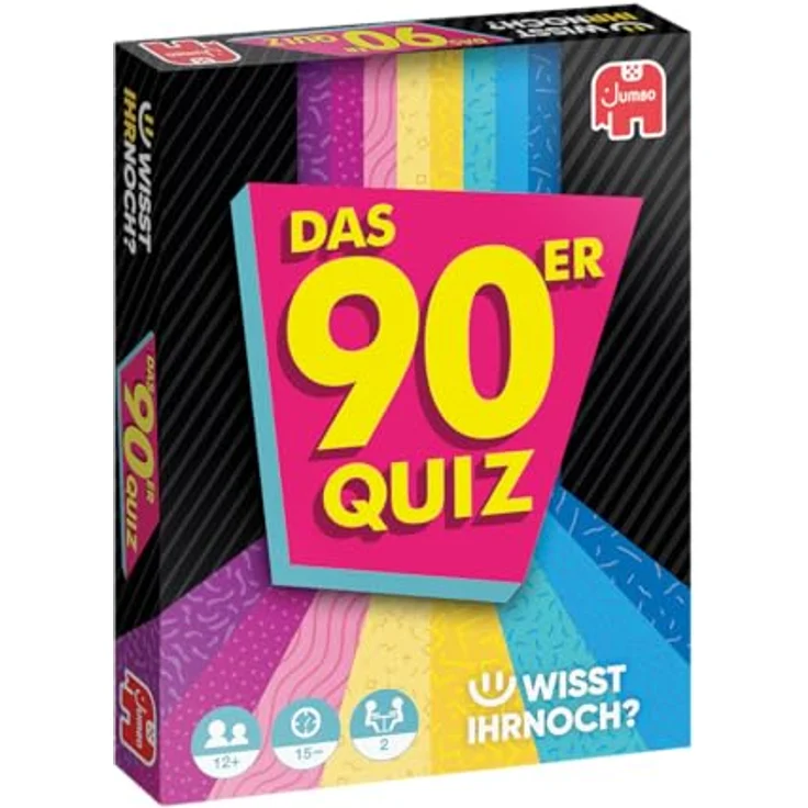 Jumbo Wisst Ihr Noch? Das 90er Quiz, Nostalgisches Fragespiel mit 200 Fragen zu Musik, TV & Kult für 2 Spieler, geeignet ab 12 Jahren – Bild 1