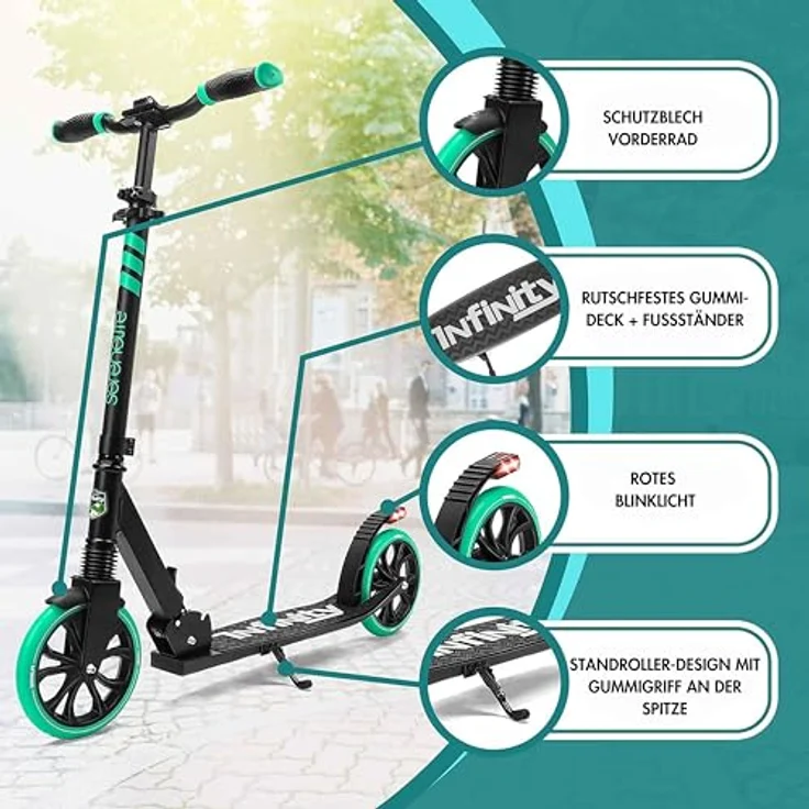 SereneLife Klapproller für Kinder & Erwachsene, höhenverstellbar, Big Wheel Scooter mit 8-9 Zoll Rädern bis 100 kg – Bild 5
