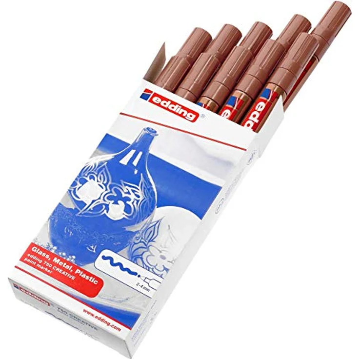 edding 750 Glanzlackmarker kupfer, 10 wasserfeste Lackmarker mit Rundspitze 2-4 mm für Glas, Stein, Holz, Kunststoff und Papier, stark deckend und geruchsarm – Bild 2