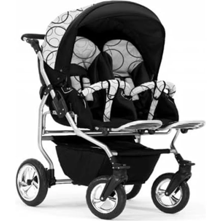 Elcar Zwillingskinderwagen 2 in 1 Duo Twin inkl. Sportsitze - 11 Teile - Federung, 360° schwenkbare Vorderräder, in 20 Farben – Bild 3