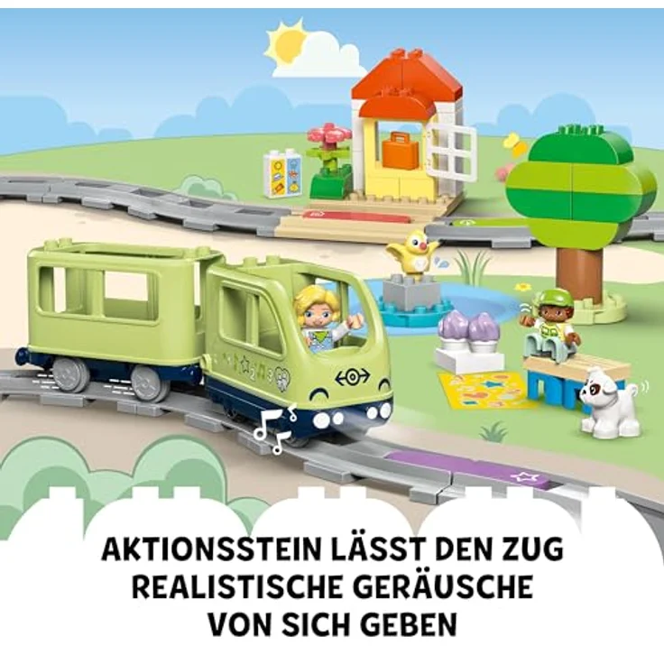 LEGO DUPLO Town 10427 Interaktive Abenteuer-Eisenbahn, Lernspielzeug für Kleinkinder mit 4 Figuren und 5 Aktionssteinen, Mehrfarbig – Bild 6