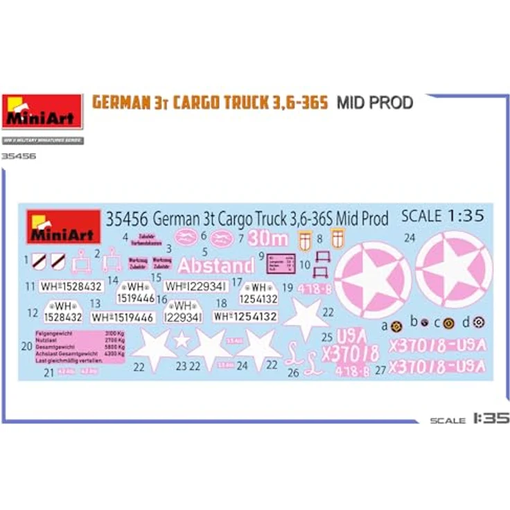 MiniArt 1:35 Dt. 3t Cargo Truck 3,6-36S, Detaillierter Modellbausatz mit fotogeätzten Teilen und historischen Abziehbildern – Bild 2