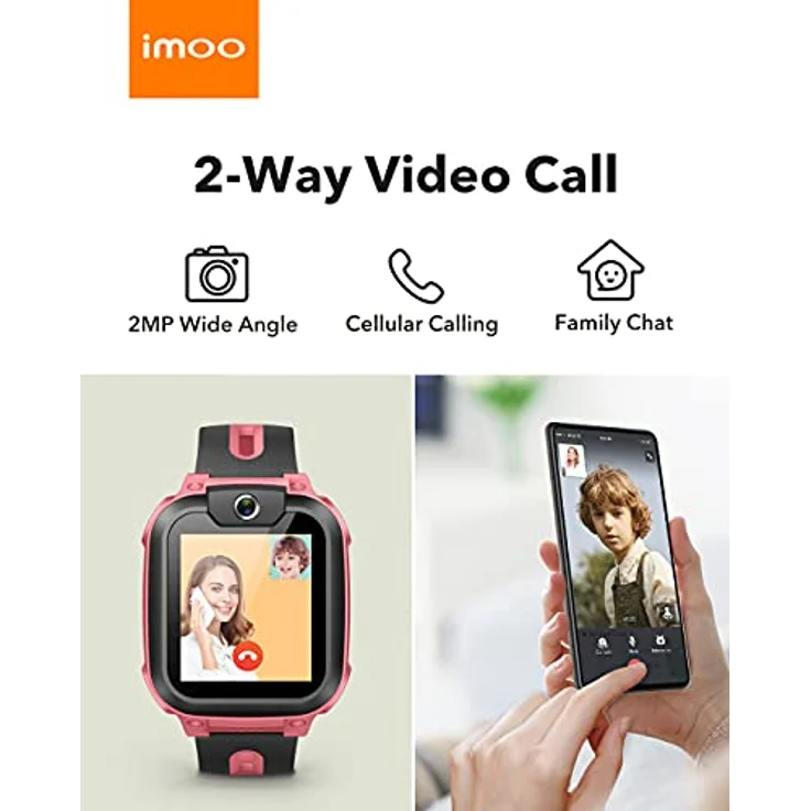 imoo Watch Phone Z1 Kinder-Smartwatch, 4G Kinder-Smartwatch-Telefon mit langanhaltendem Video-und Telefonanruf, Kinder-GPS-Uhr mit Echtzeit-Ortung und Wasserdichtigkeit IPX8 (Rosa) – Bild 2