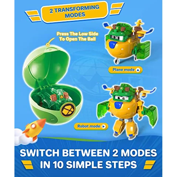 Super Wings Transforming Flugzeug Super Iron Donnie, 12,7 cm großes wandelbares Spielzeug mit Superbällen, für Kinder ab 3 Jahren – Bild 3