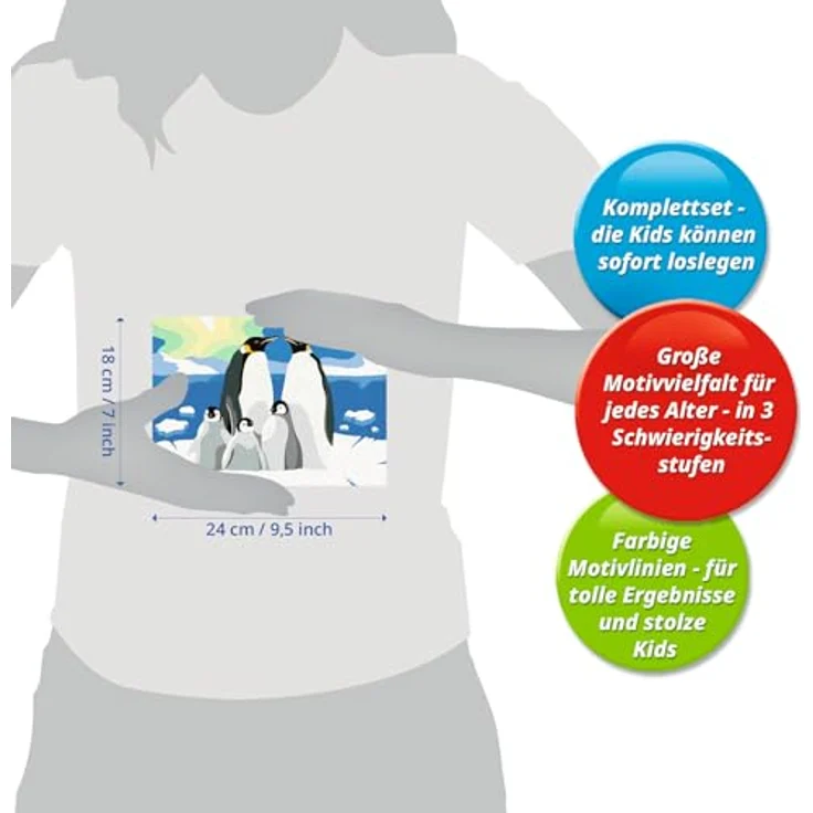 Ravensburger Malen nach Zahlen CreArt Pinguin-Familie, 15 Acrylfarben, Made in Europe – Bild 6