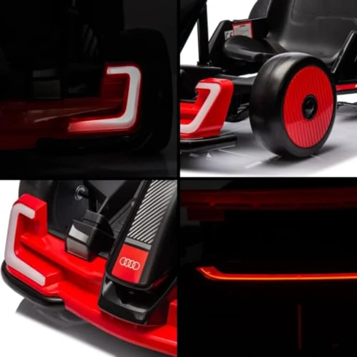 Vrooomy Audi Kinder Elektro GoKart 24V, mit Driftfunktion, Bluetooth, verstellbarem Sitz und EVA-Reifen, rot – Bild 2