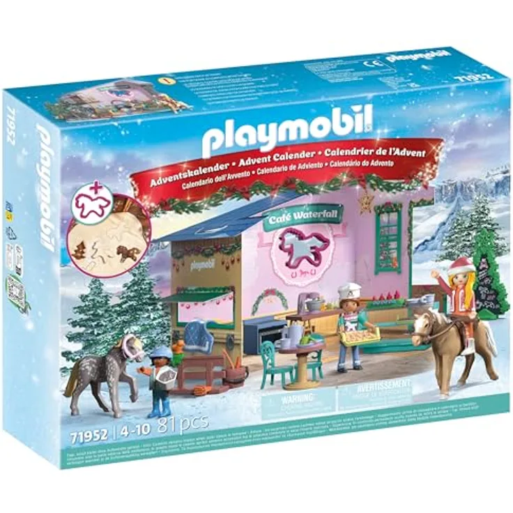 PLAYMOBIL Horses of Waterfall 71952, Adventskalender Weihnachtsbacken im Reitcafé für Pferdefans mit täglichen Überraschungen und Zubehör, geeignet für Kinder ab 4 Jahren
