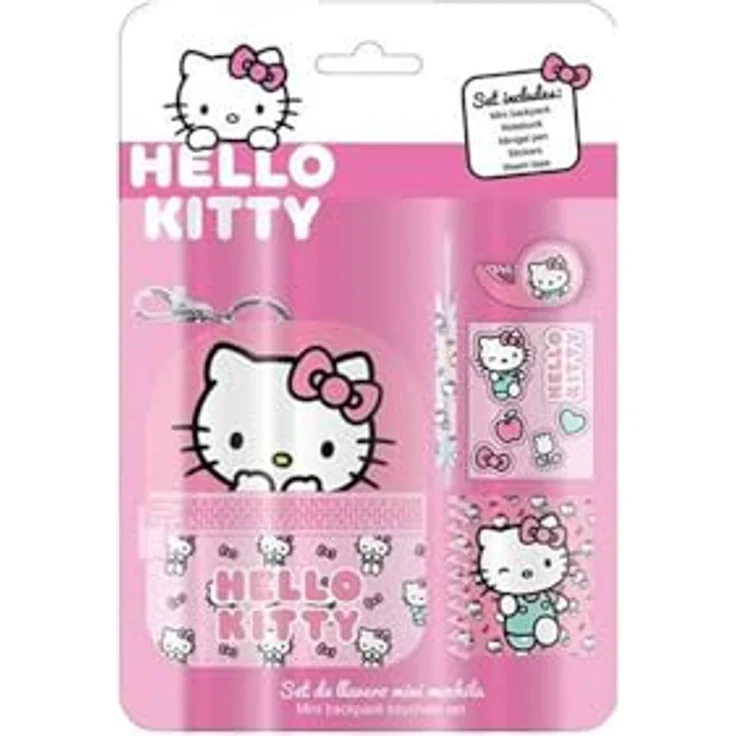 Cerda Hello Kitty Stationery Mini-Rucksack-Set, mit Schreib- und Malutensilien im süßen Design, transparent – Bild 2