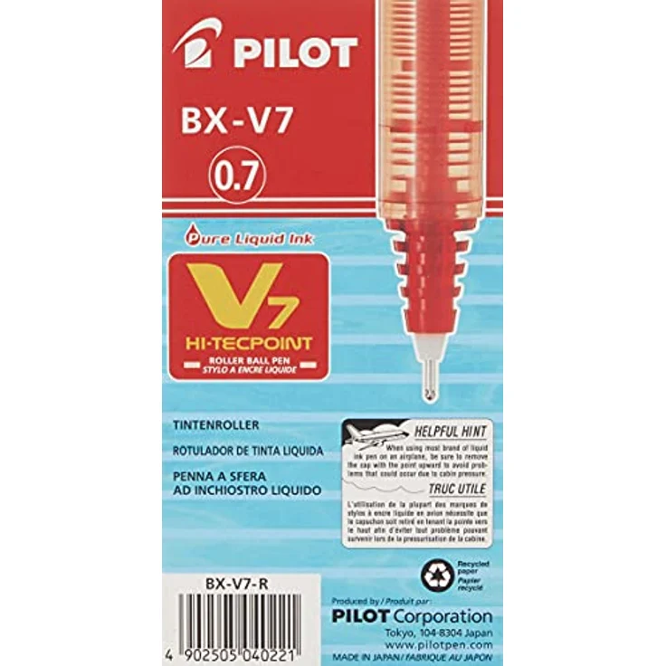 Pilot Cf12 Rolle Hi-tecpoint V7, Tintenroller mit feiner 0,5 mm Strichbreite, rote Tinte, 12er Pack – Bild 5